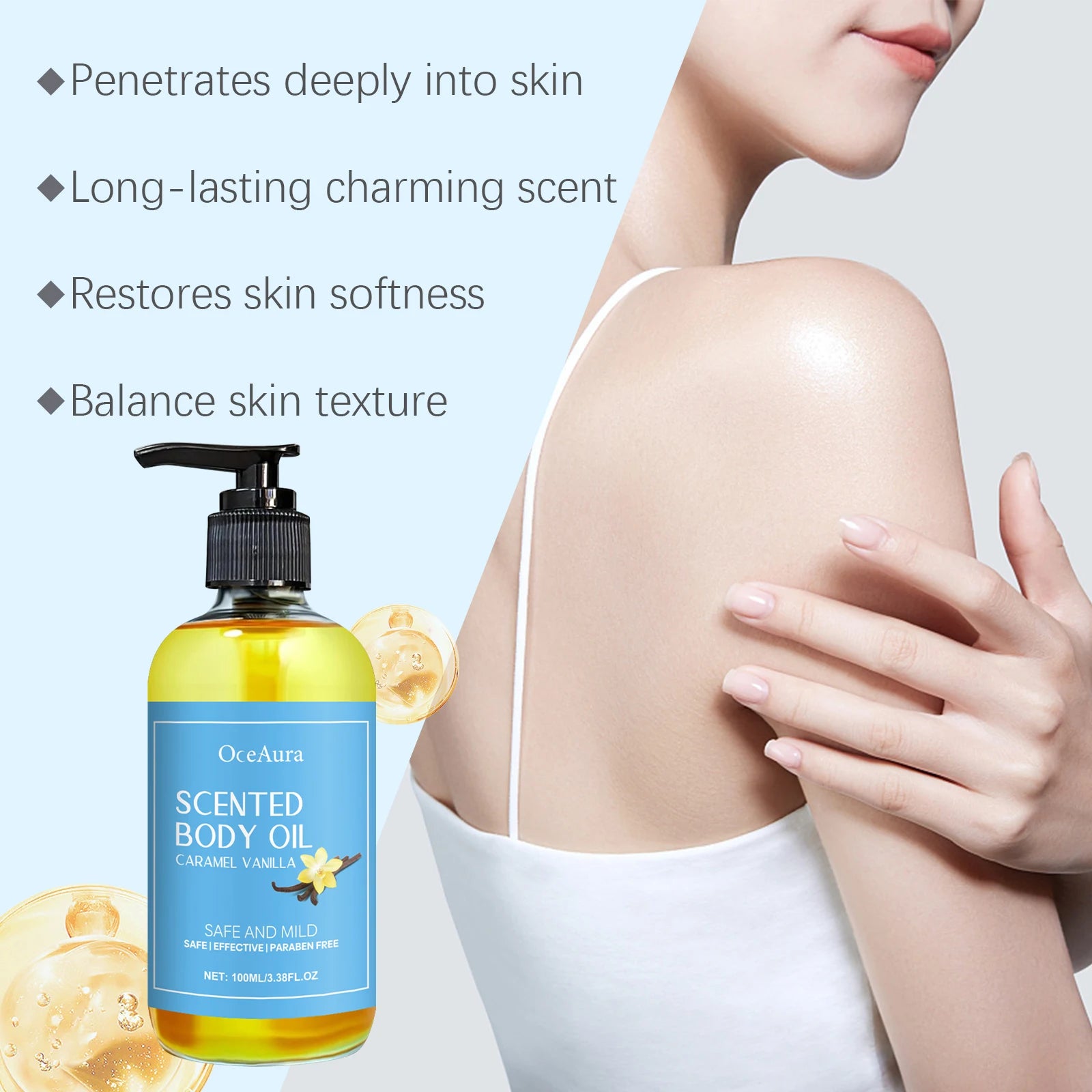 Caramel Vanilla Body Massage Oil – Moisturizing & Relaxing Spa Body Massage Oil Zpaxo