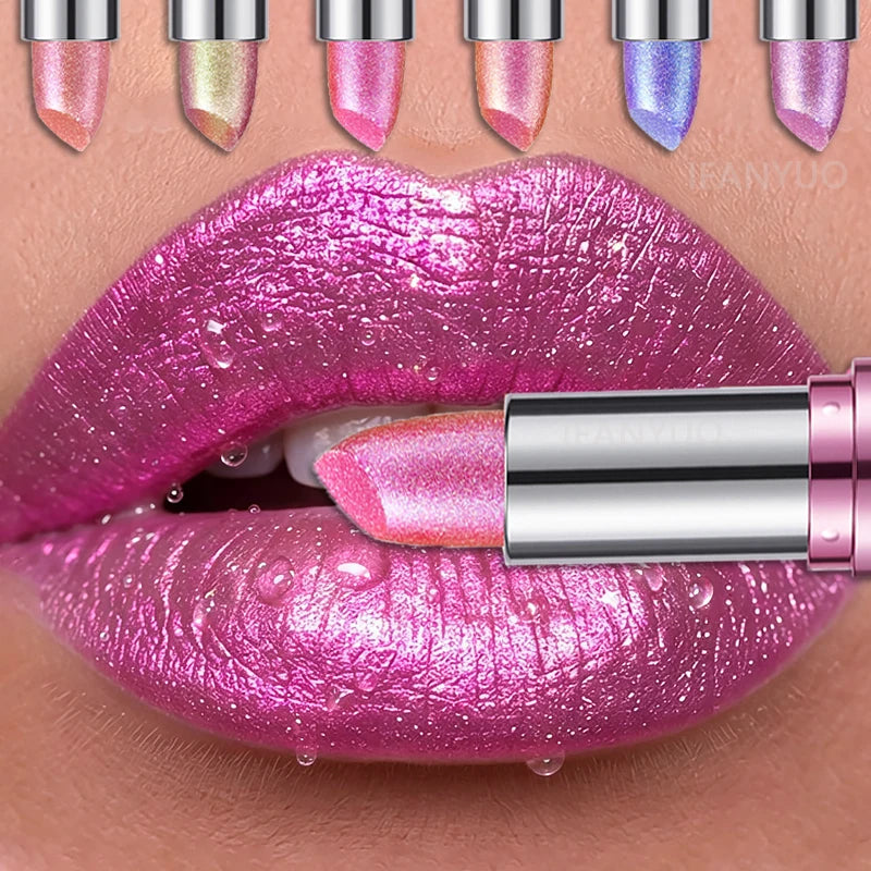 14 Colors Metallic Sparkle Lipstick Polarizing Glitter Shiny Lip Gloss Waterproof Long Lasting Gold Pearl Shine Sexy Lips Makeup Zpaxo