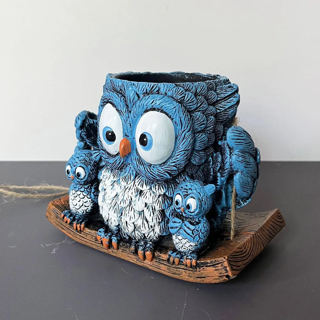 Plant Pots Cute Owl Resin Flowerpot Wall Planter Indoor Plants Home