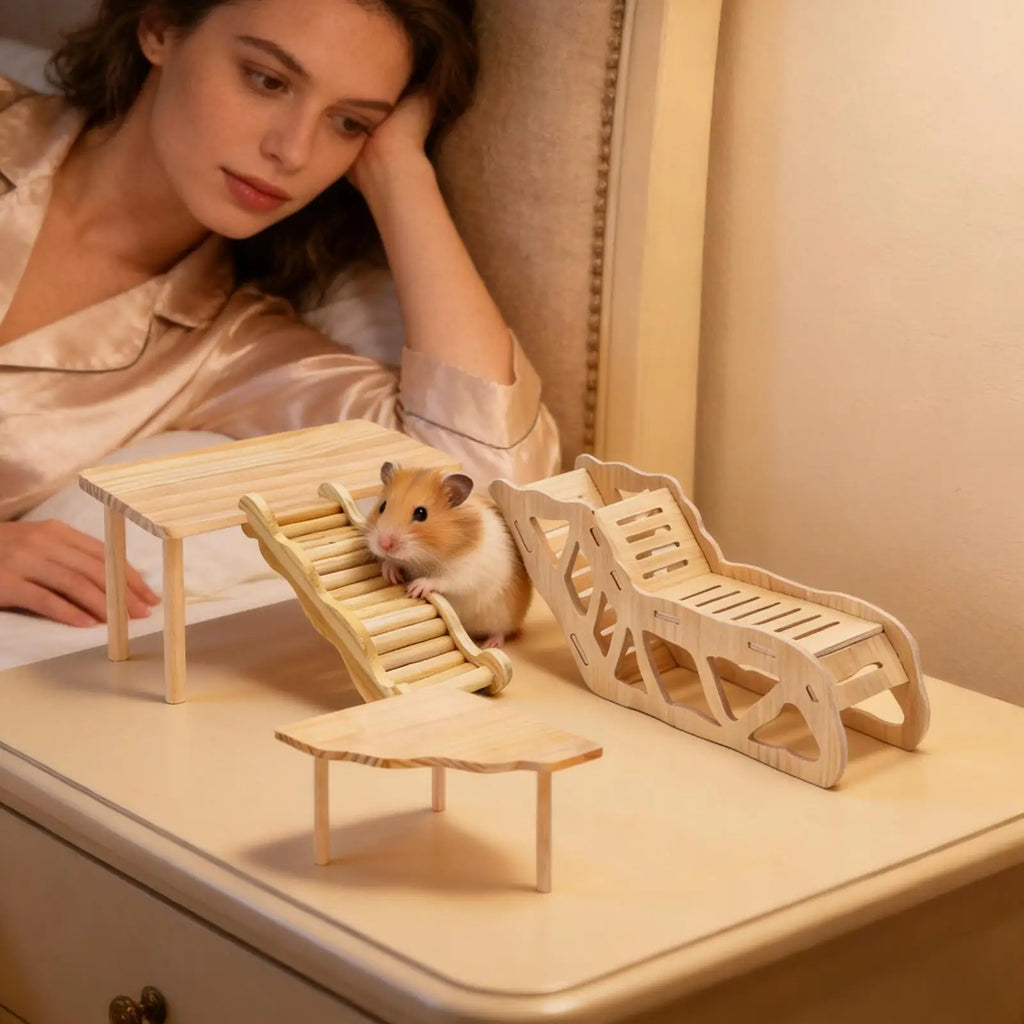 Hamster Ladder Wooden Ramp Playground Maze Funny Hamster Cage Accessories For Gerbil Mouse Mice Small Animal Ferret Squirrel Zpaxo