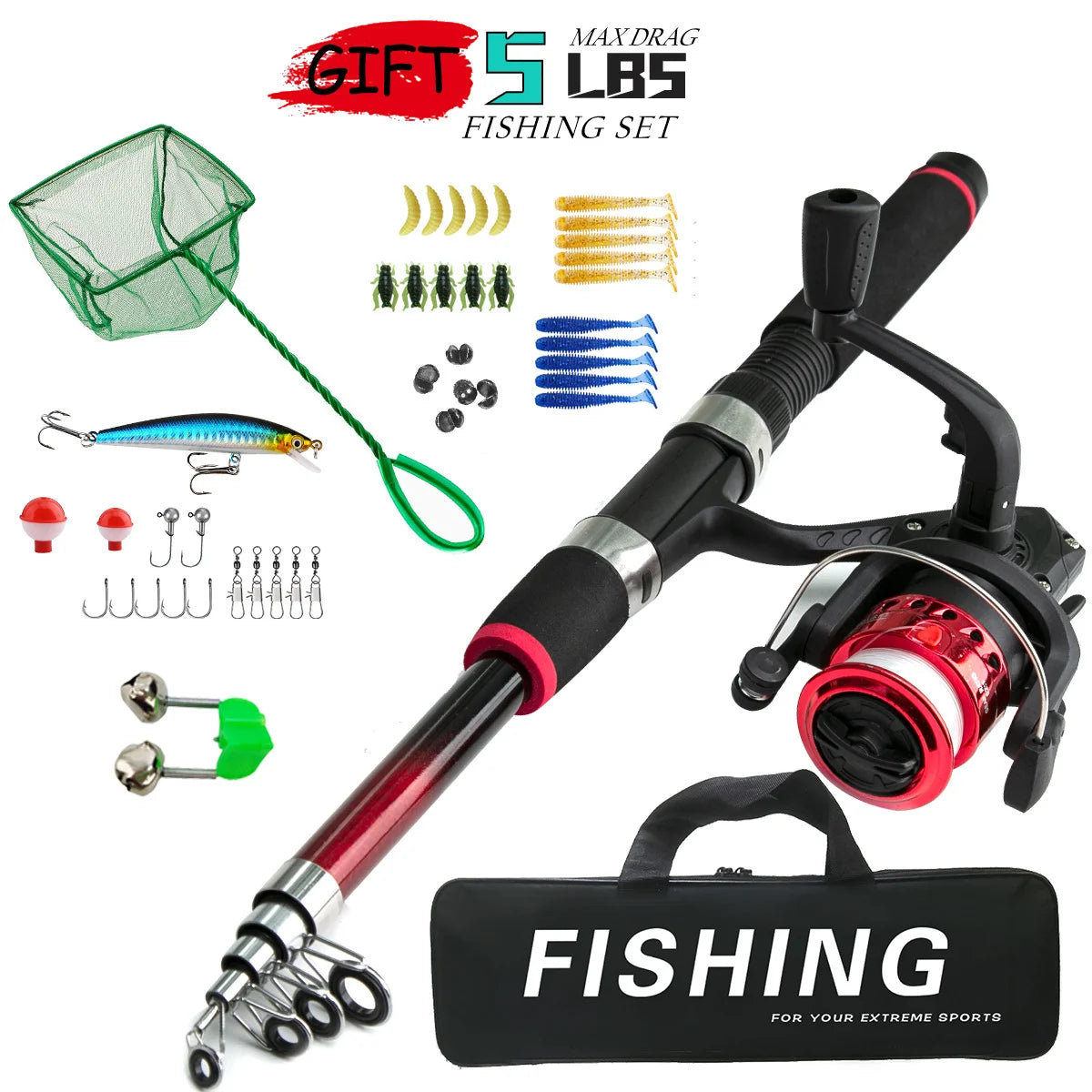 Telescopic Carbon Fiber Sea Fishing Rod & Reel Complete Set