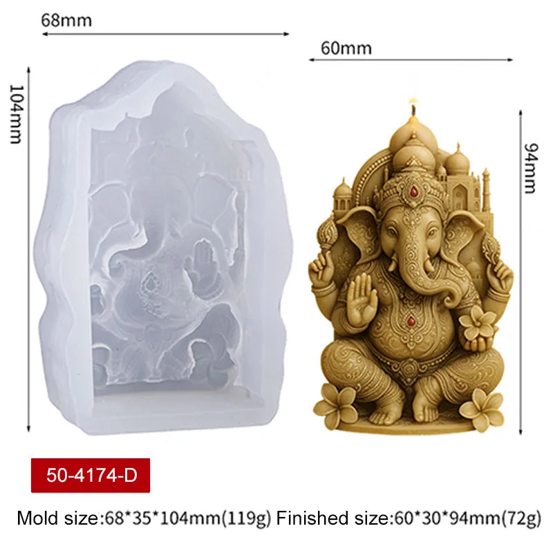 3D Wolf Big Ben Indian Elephant Taj Mahal Lion Colosseum Tiger Candle Silicone Mold DIY Soap Aroma Gypsum Craft Mold Home Decor Zpaxo Indian Elephant