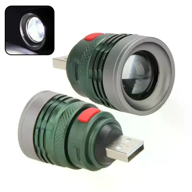 Mini Zoomable Pocket Torch Lamp USB Handy 3W Powerful LED Flashlight Max Beam Range Up To 50m Aluminium Alloy For Camping Hiking Zpaxo