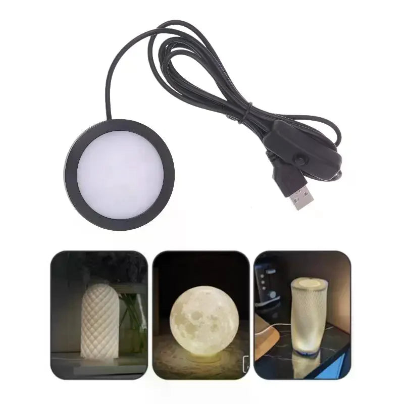 Bamboo Led Light Parts DIY Model Warm White Neutral Black USB Round Zpaxo