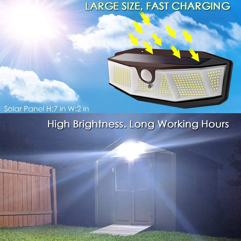 308 LED Solar Porch Light Waterproof Outdoor Motion Sensor Sunlight 3 Zpaxo