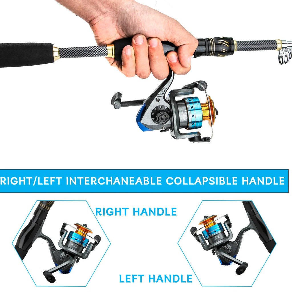 Telescopic Sea Fishing Rod & Reel Combo Set with Carry Bag
