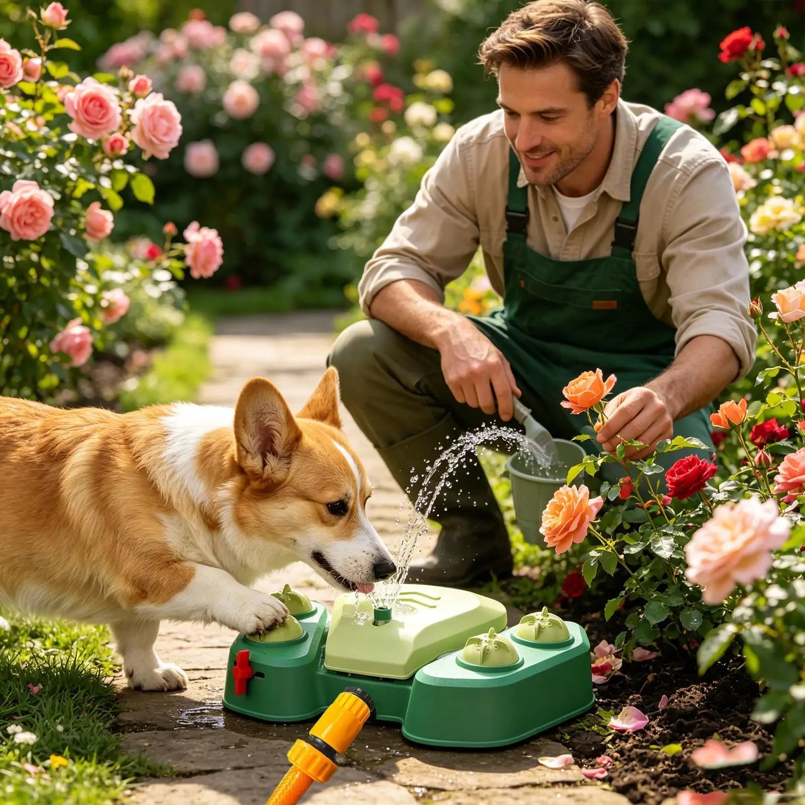 Outdoor Dog Fountain Step Fountains Paw Activated Water Dispenser
