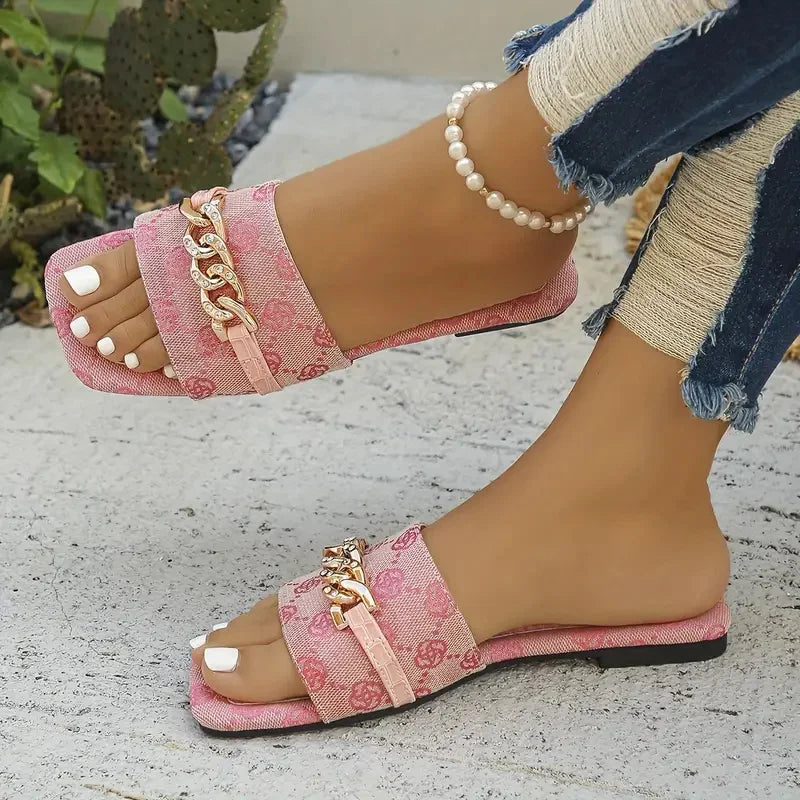 Women Slippers 2024 New Summer Flat Luxury Sandals Outdoor Beach Shoes Trend Brand Designer Women Slippers Big Size Slides Women Zpaxo Pink 40
