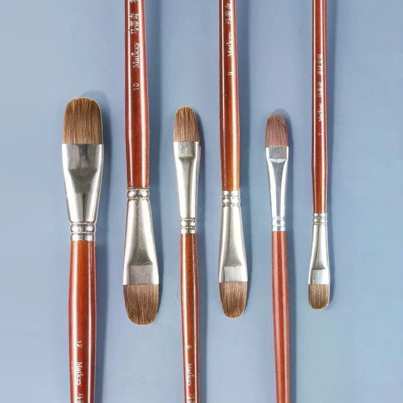 12pcs/Set High-grade Weasel Hair Oil Painting Brush Hazel Shap Row Pen Long Birch Rod Acrylic Drawing Art Supplies Artist Supply Zpaxo