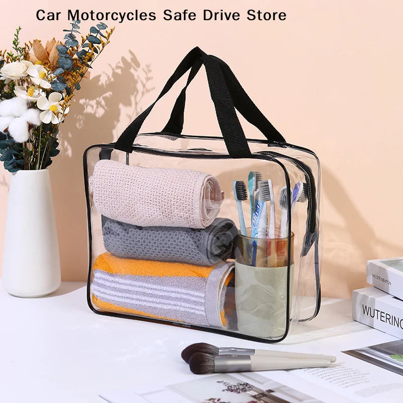 Waterproof Zippered Toy Storage Bag Transparent PVC Travel Pouch Sand