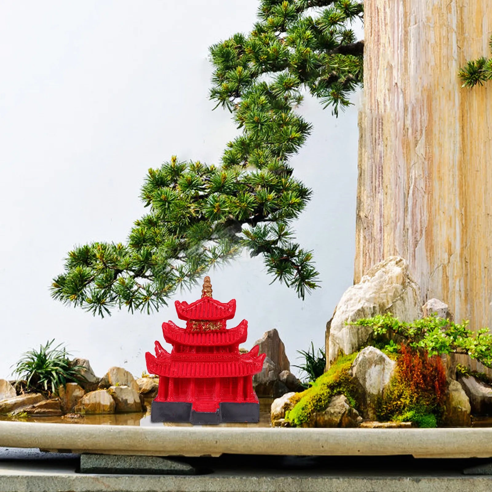 Fish Tank Resin Pagoda Tower Decoration Aquarium Hideout House Small