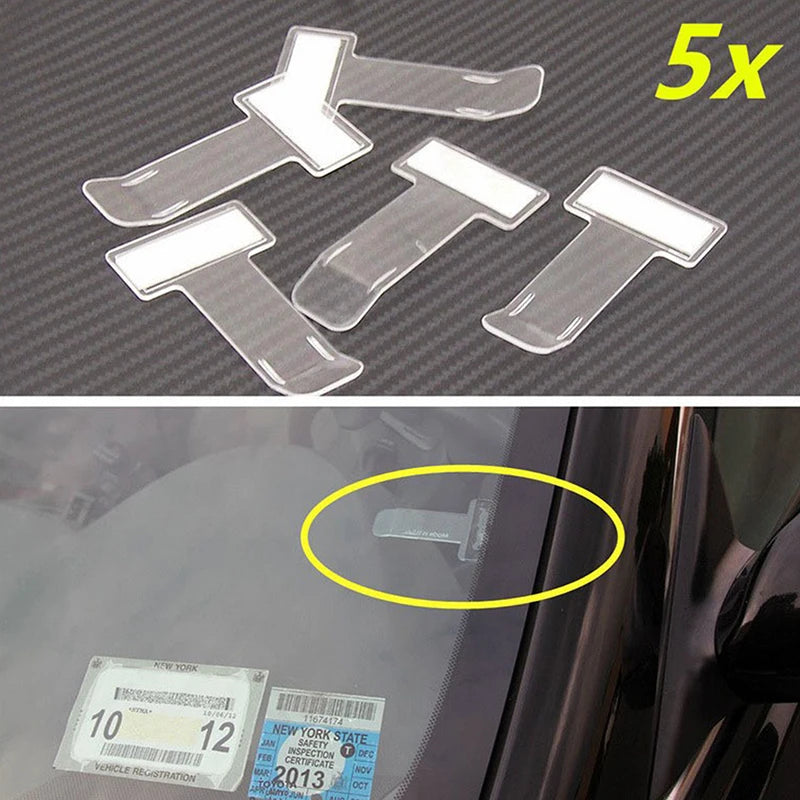 5-Pack Clear Windshield Parking Ticket & Card Holder Clips