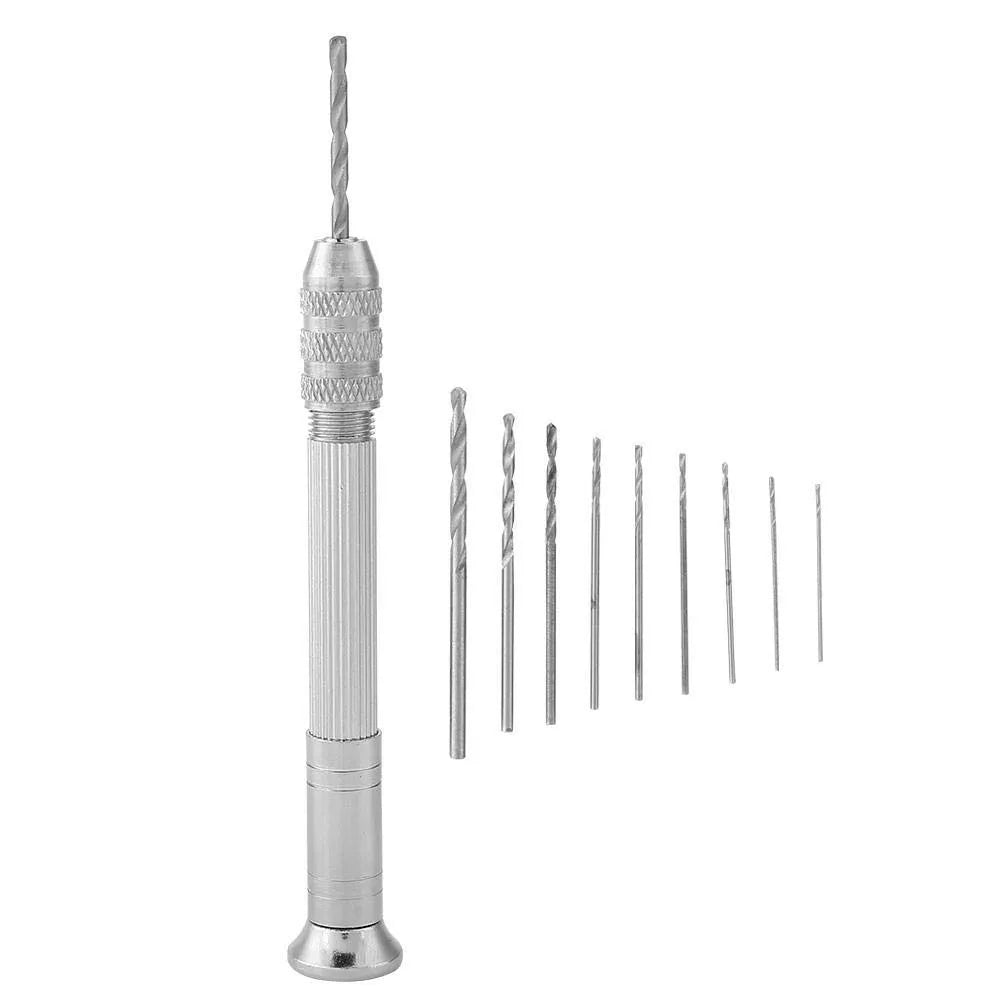 11-Pc Precision Pin Vise Hand Drill Set with 10 Twist Bits Hand Drill Set Zpaxo