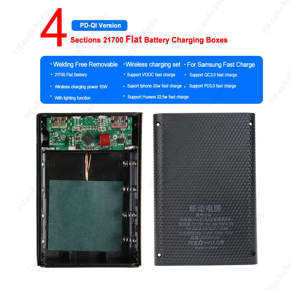 DIY Power Bank 4x 21700 Battery Box Case Kit QC3.0 PD Fast USB Charger with Display for Smartphone Zpaxo