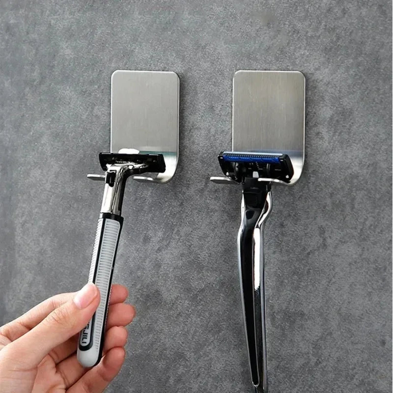 2-Pack Stainless Steel Razor Holder & Bathroom Shaver Stand