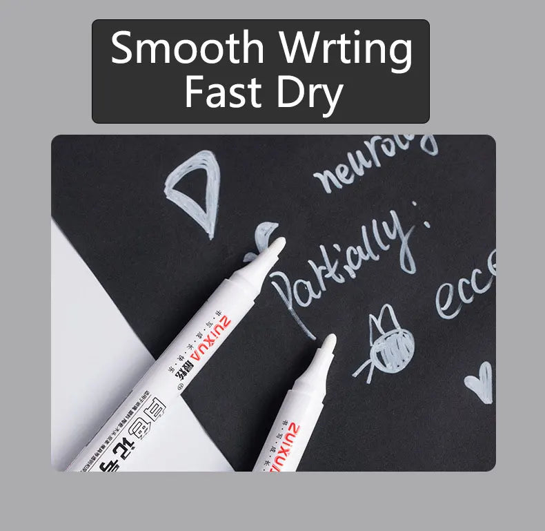 5Pcs White Marker Pens Set Waterproof Permanent DIY Graffiti Pens For Tire Painting Notebook Tyre Tread Oily Environmental Pen Zpaxo