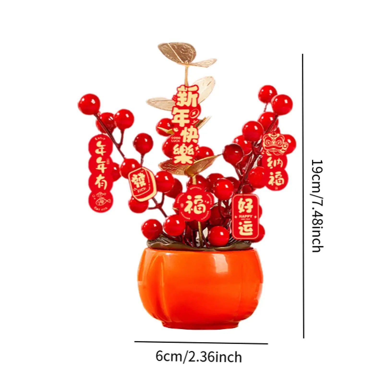 Chinese Lunar Year Decoration Gift Lucky Tree Artificial Potted for China Spring Festival Office Birthday Graduation Wedding Zpaxo Berry S