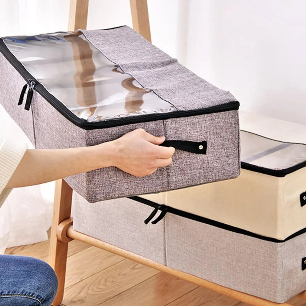 Under Bed Storage Foldable Clear Lid Handles Bins Closet Bedroom