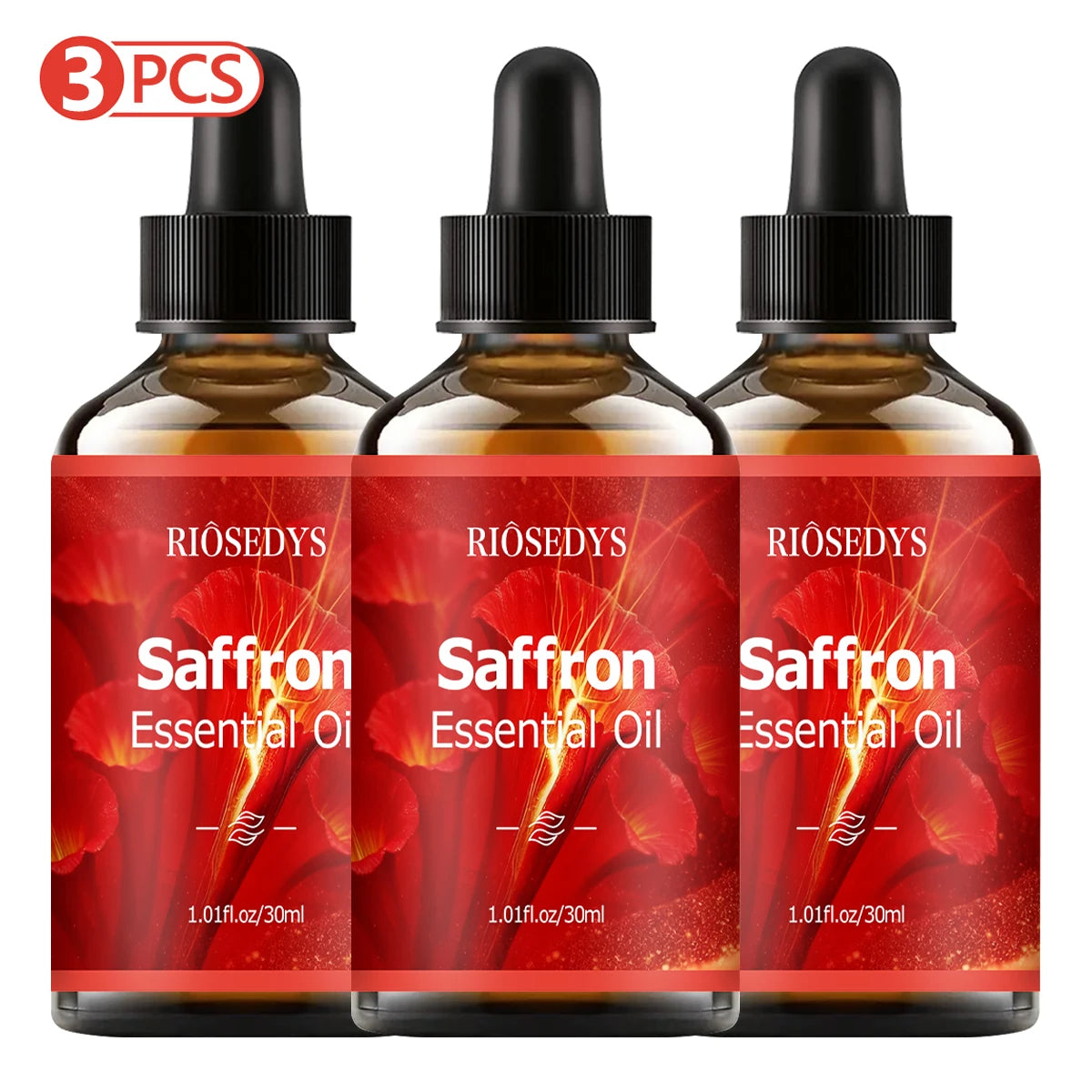 Saffron essential oil natural fragrance, is suitable for body massage treatments ,hair care anddiffuser Zpaxo Saffron 3pcs 30ml
