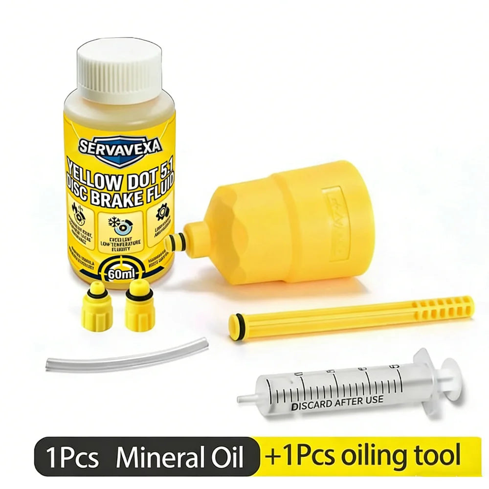 Hydraulic Bike Brake Bleed Kit + 60ml DOT 5.1 & Mineral Brake Oil Fluid, Disc Brake Maintenance Syringe Funnel Tool Set Zpaxo Includes 1 bottle