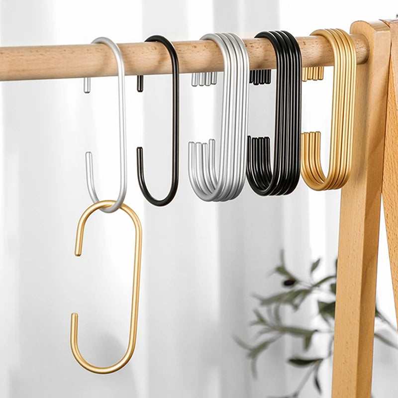 5Pcs Gold/Silver C-Shape Hooks For Closet Multi-functional Hanging Metal Hook For Clothes Bags Hats,closet Organizer System Zpaxo