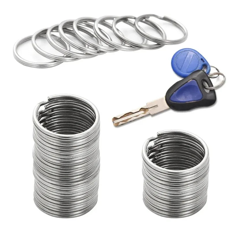 20-200pcs Stainless Steel Key Ring Key Chain 25mm Round Flat Round Split Keychain Polished Metal Blank Circle For DIY Findings Zpaxo