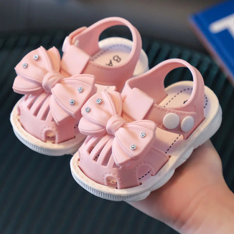 Solid Bow Children's Summer Shoes Cute PVC Beach Non Slip Sandals Zpaxo