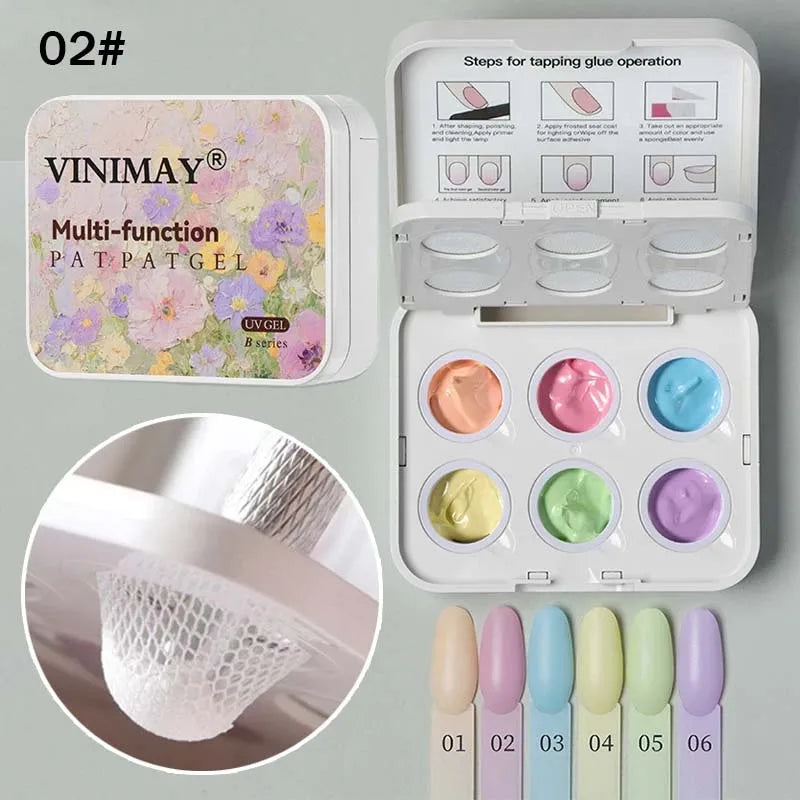 6 Colors Cushion Gradient Painting Gel Pink Ombre Nail Pat Patting Gel UV/LED Blush Blooming Aura Manicure Gel Nail Polish Tools Zpaxo 02