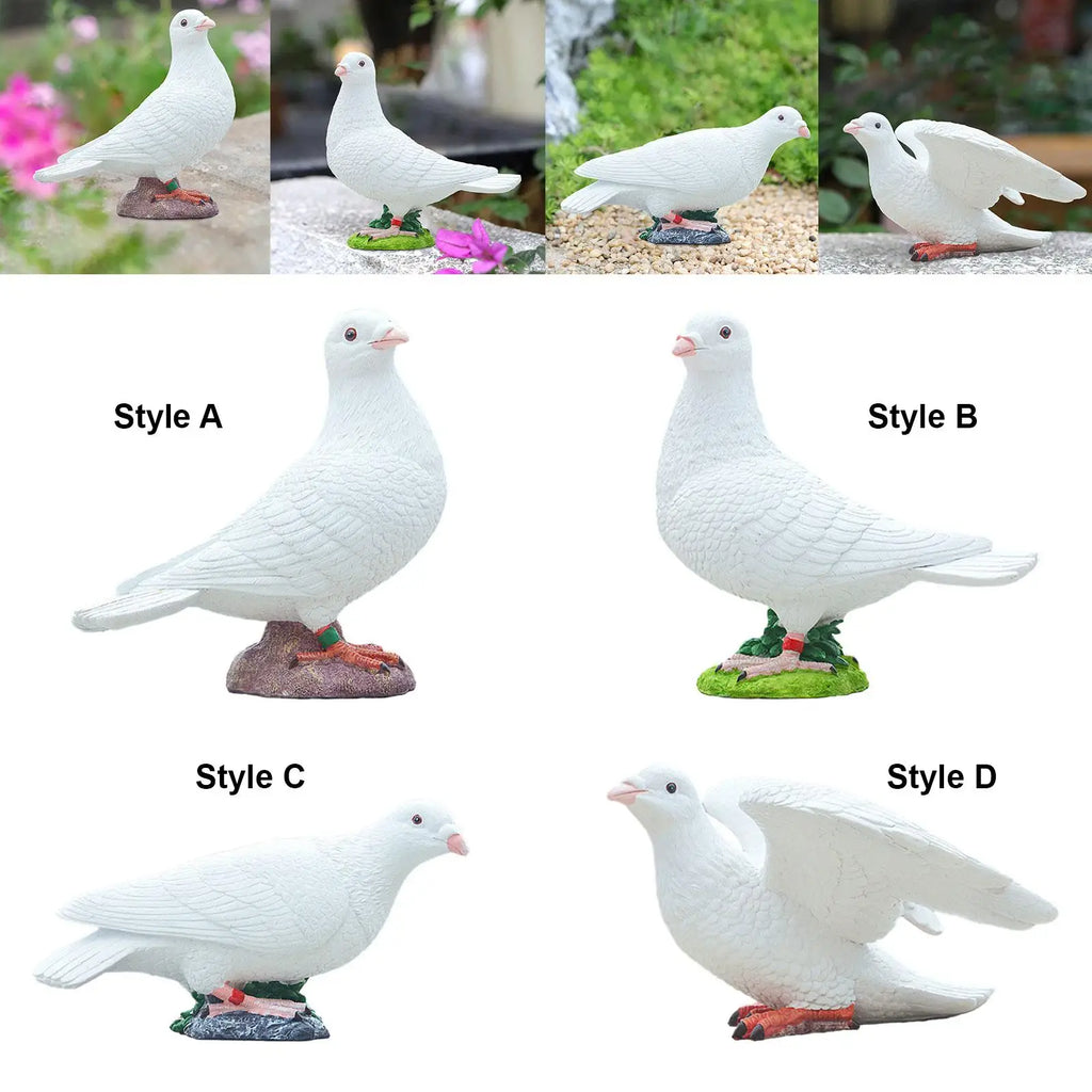 Realistic White Pigeon Figurine | Resin Dove Statue Garden Decor Bird Figurine Statue Zpaxo