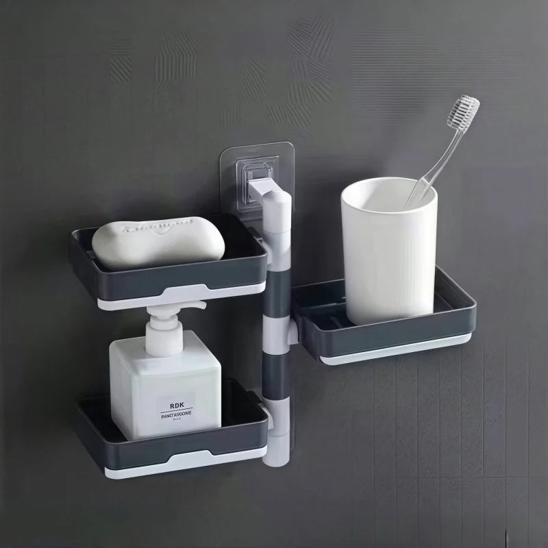 Rotary soap box Soap box perforation-free wall mounted drain storage rack multi-function dry and wet separation Zpaxo
