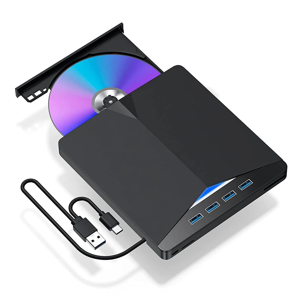 7-in-1 USB 3.0 TypeC External DVD RW CD Writer High-Speed Plug-and-Play for Windows 11/10/8/7/Linux/ OS Zpaxo as show