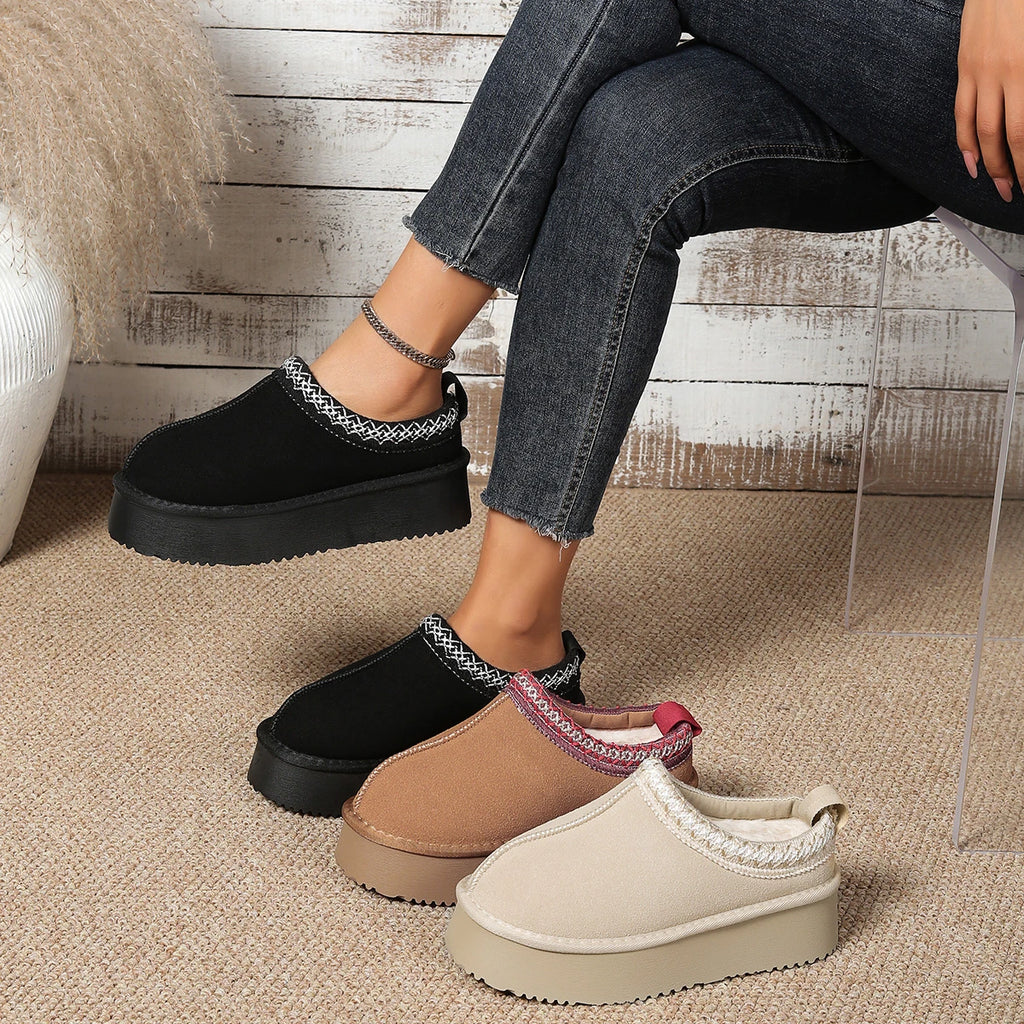 Women Slippers 2025 Platform Fluffy Slippers Women Home Large Size Slides Women House Flats Fashion Winter Designer Shoes Ladies Zpaxo