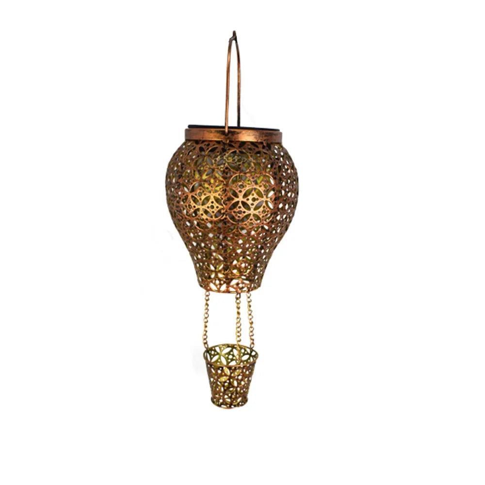 Outdoor Iron Hot Air Balloon Solar Light LED Lawn Lamp Garden Landscape Lantern Christmas Decoration 2025 Zpaxo Copper-Without pole