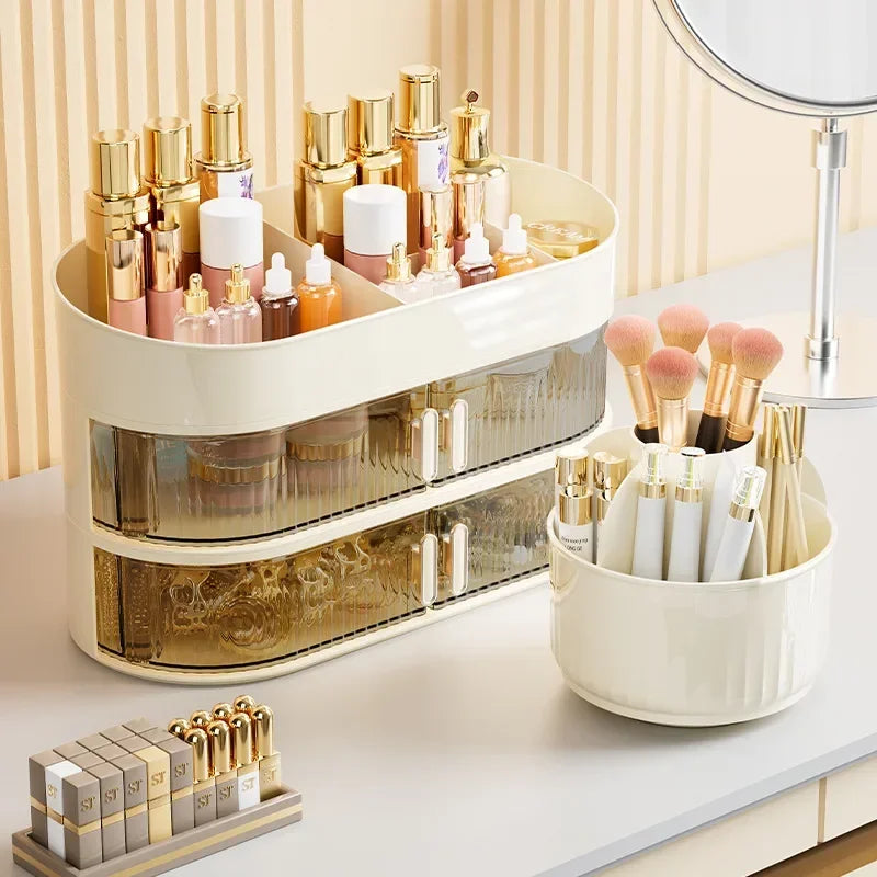 Rotating Makeup Organizer Box Cosmetic Storage Box Drawer Organizer Jewelry Nail Polish Makeup Desktop Sundries Storage Zpaxo