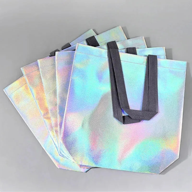 Iridescent Gift Bags with Handles – Shimmer Tote 5/10/15 PCS