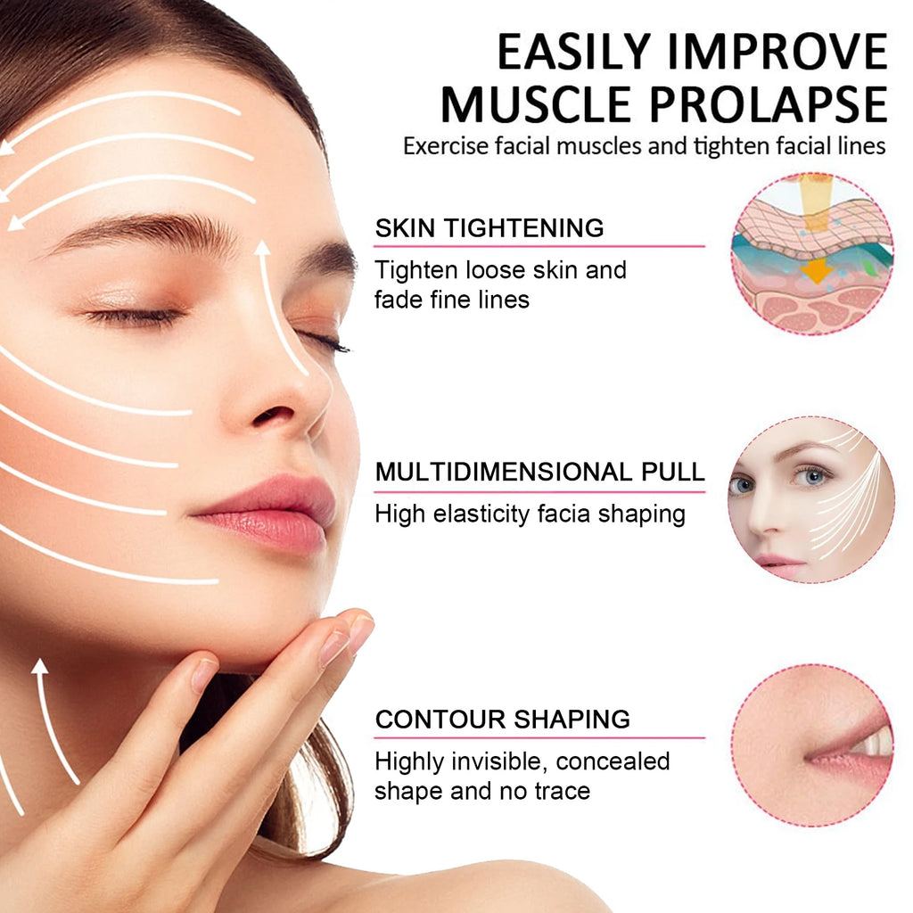 60 Pcs Face Lifting Strips V Shape Lift for Jawline Instant Face Tightening Patches to Reduce Double Chin Anti Sagging Collagen Zpaxo