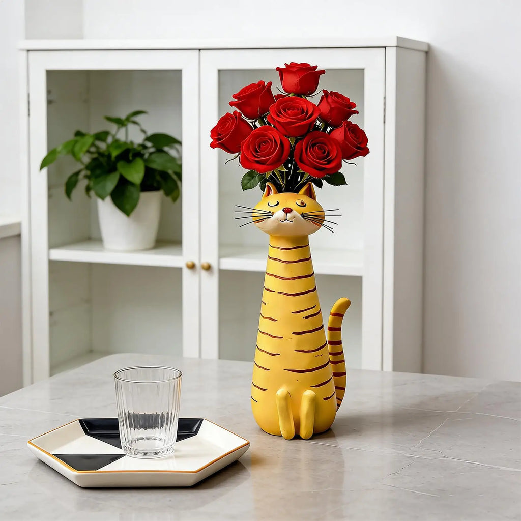 Cat Flower Vase Resin Funny Shape Container Vases Flowers Bouquet