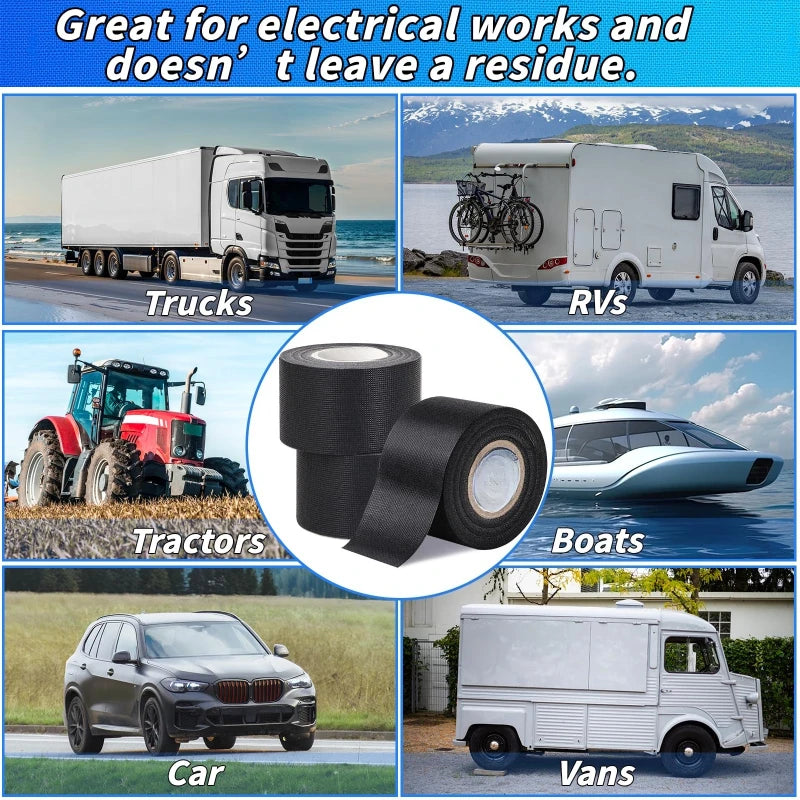Electrical Insulation Tape High Temperature Wire Harness Cloth Tape Automotive Cable Loom Heatproof Fabric Adhesive Tape Zpaxo
