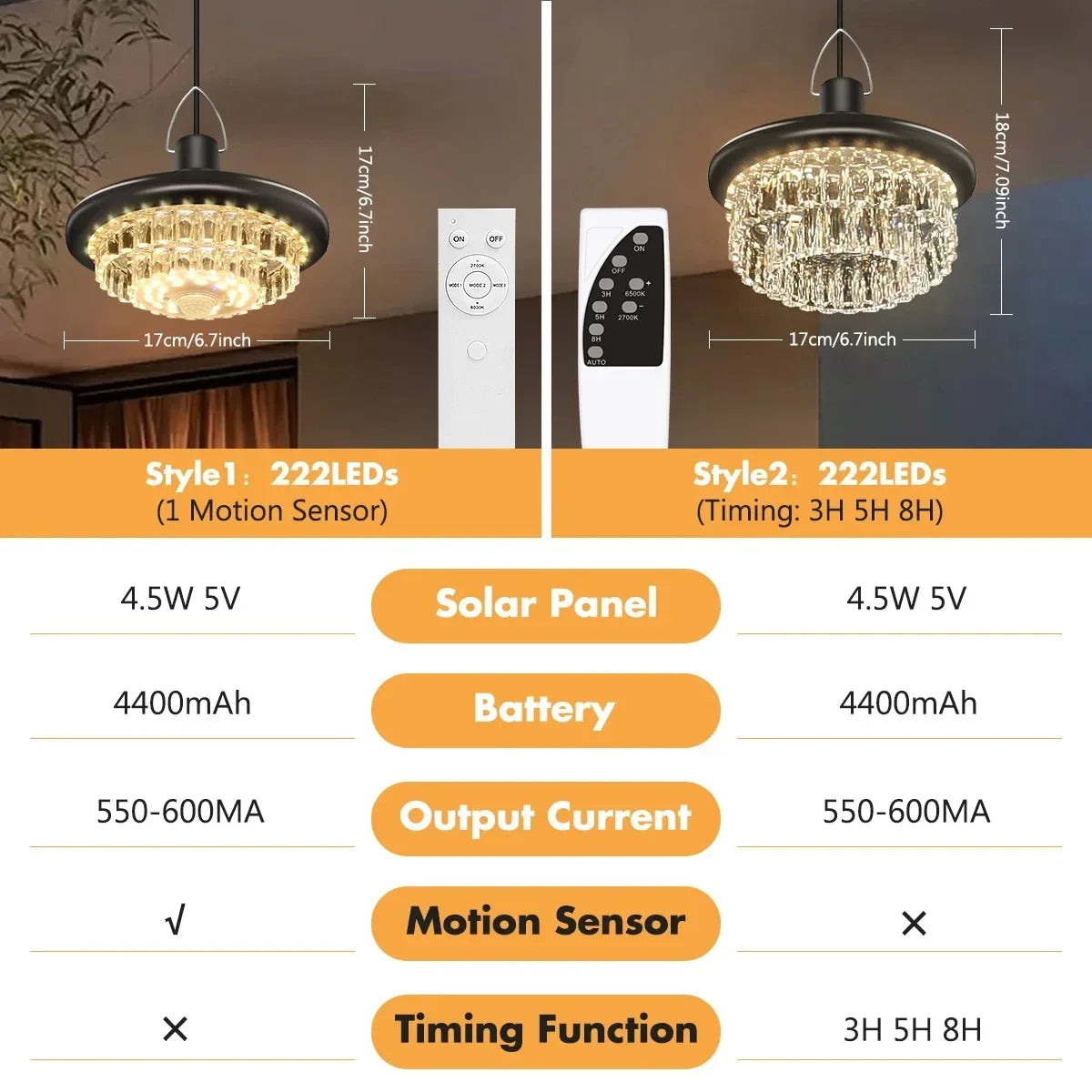 Crystal Pendant Lights Outdoor Solar Shed Splitlight Remote Timing Zpaxo