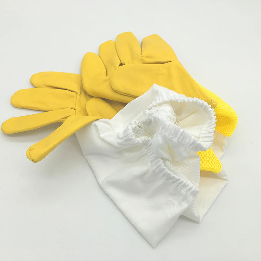 Beekeeper Protective Gloves Anti Bee Breathable Goatskin Yellow