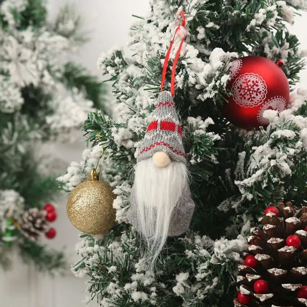 Santa Claus Christmas Gnome Pendant Plush Doll Hanging Tree Knitted Zpaxo style C