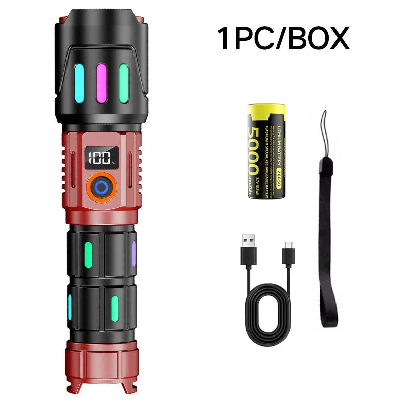 Power XHP50 LED Flashlight Type-c Rechargeable Aluminium Alloy Torch Zpaxo 1pc black ZOOM