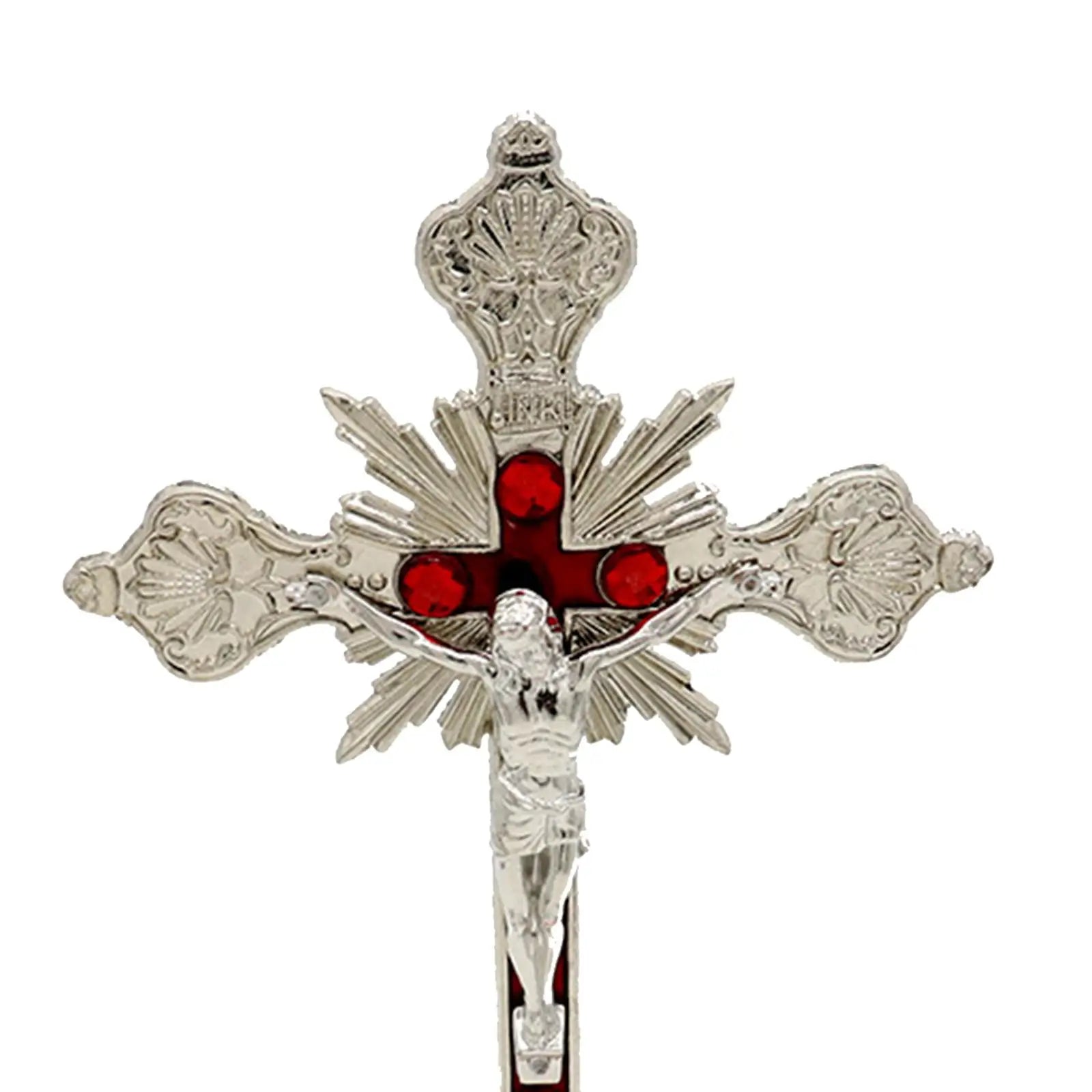 Standing Crucifix 10" Metal Jesus Cross with Tabletop Stand Religious Crucifix Decor Zpaxo