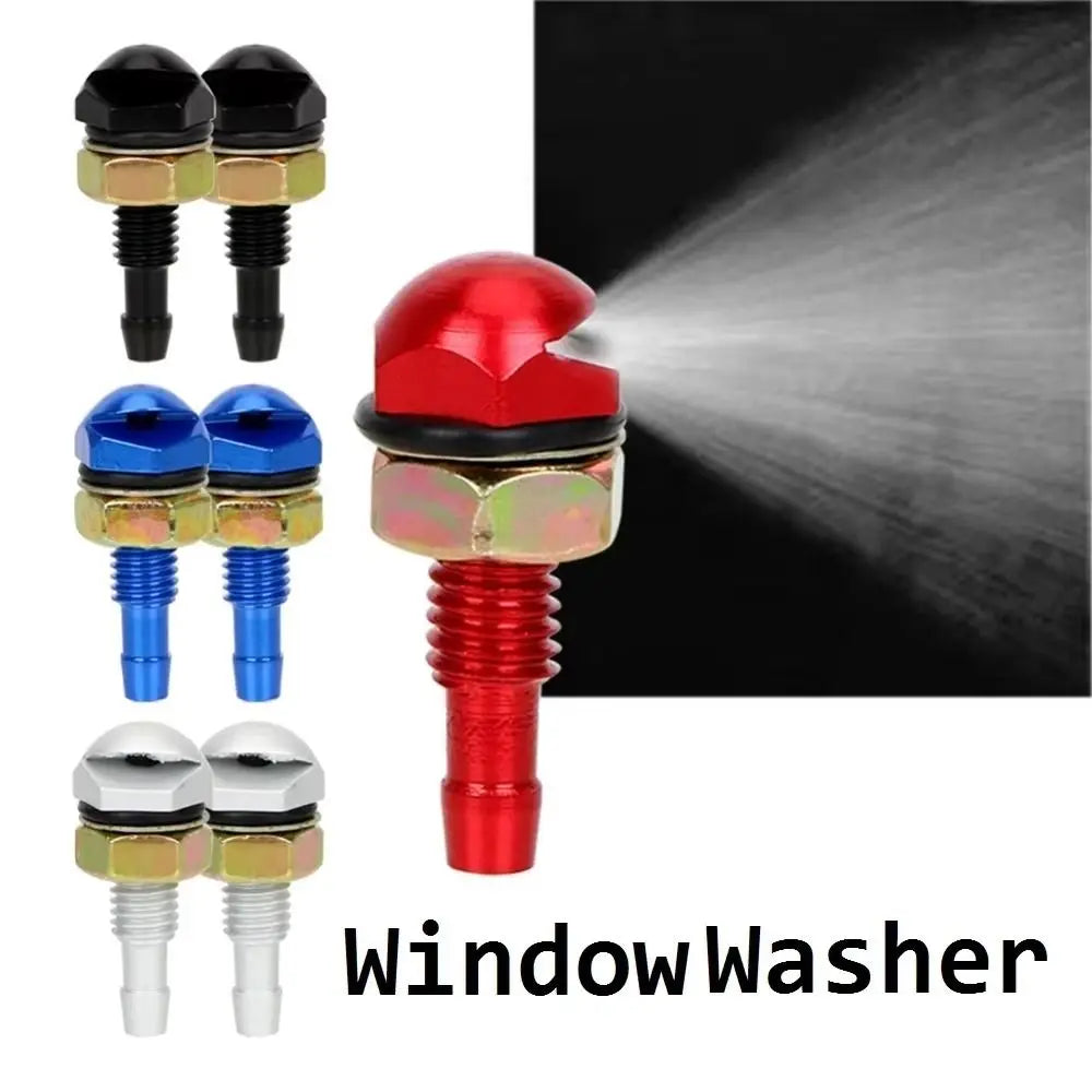 2pcs Fan-Shaped Windshield Washer Nozzle Universal Fit Aluminum Alloy Water Sprayer Adjustable Outlet Durable Washer Sprayer Zpaxo