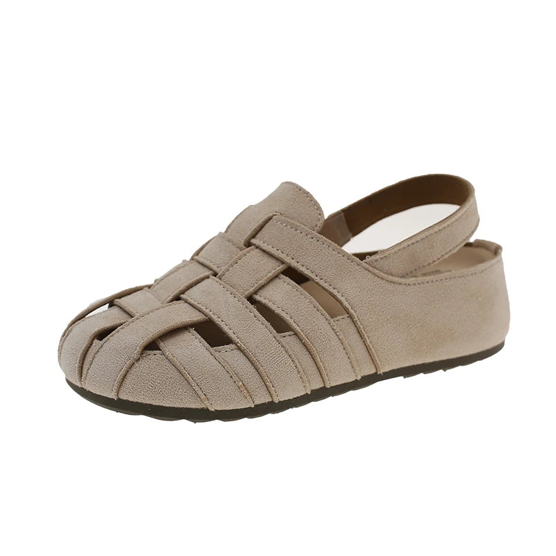 2026 Sandals Women Roman Hollow Breathable Comfort Closed-Toe Fairy Style Retro Versatile Thick Soled Slippers Summer Shoes Zpaxo