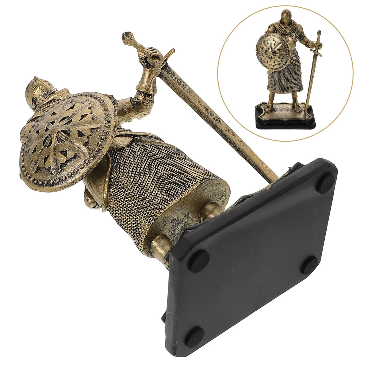 Retro Knight Figurine Statue Home Decor Resin Medieval Soldier Zpaxo