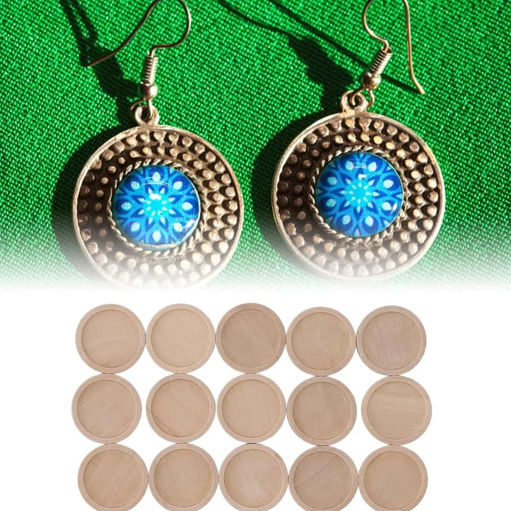 10-Pack Wooden Pendant Trays – Round Cabochon Blanks for Jewelry Jewelry Making Blanks Zpaxo