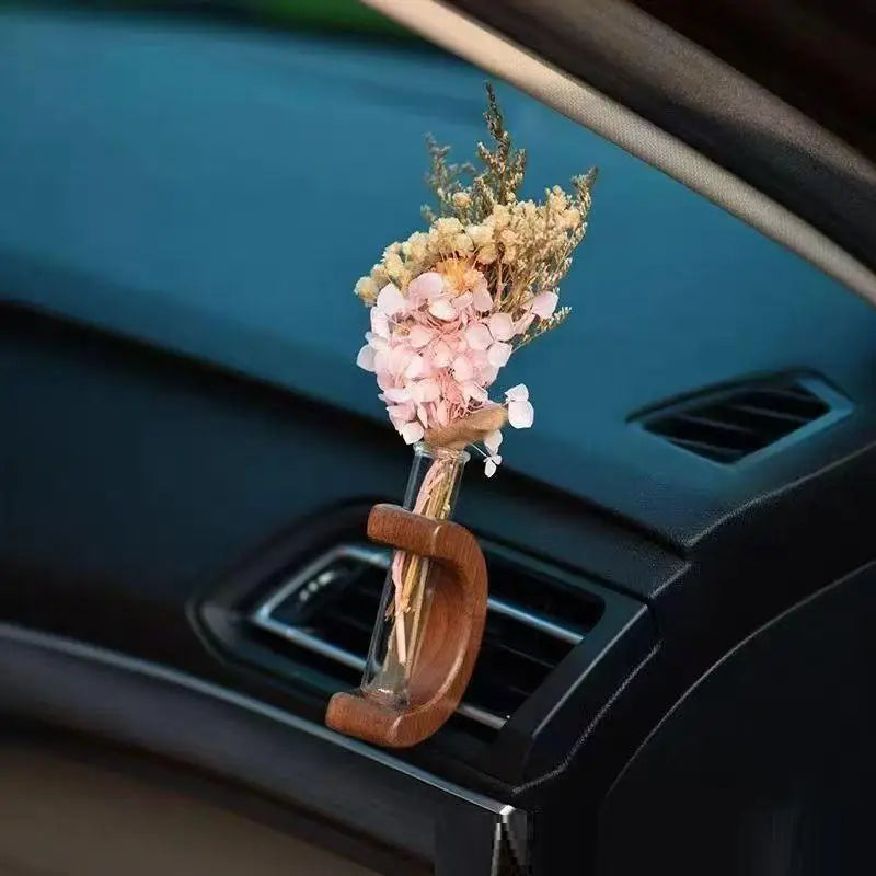Wooden Car Vent Flower Vase Clip – Dashboard Decor Ornament