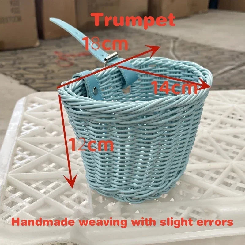 Front Handlebar Bicycle Basket Multifunction Traditional Bicycle Basket Waterproof Hand Woven Bike Basket for Kids Children Bike Zpaxo