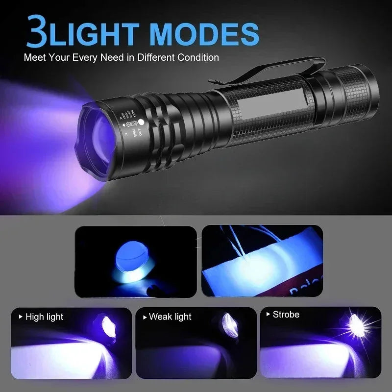 395nm UV Flashlight – Zoomable LED Black Light Torch